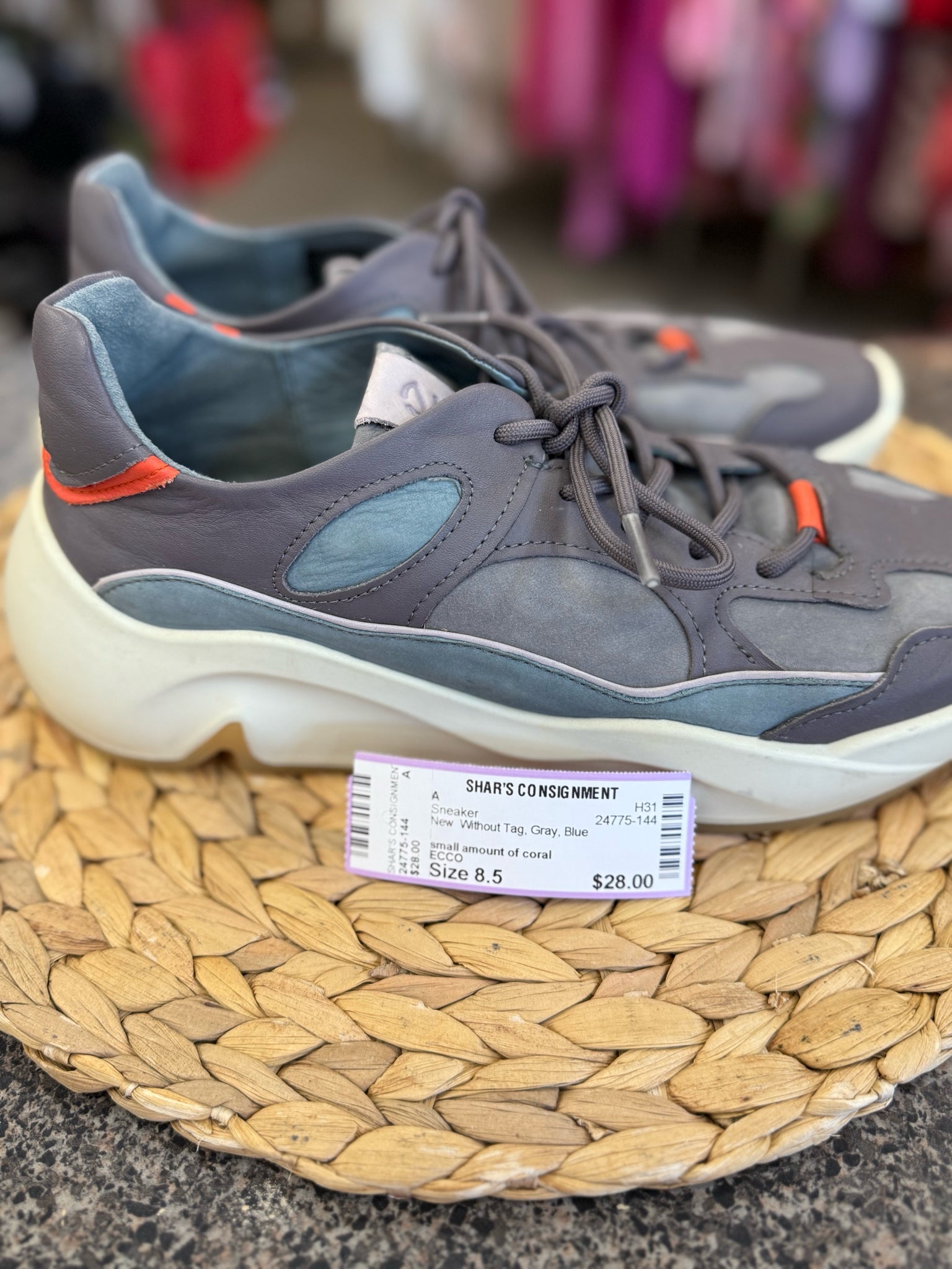 New  Without Tag ECCO Gray Blue Size 8.5 Sneaker