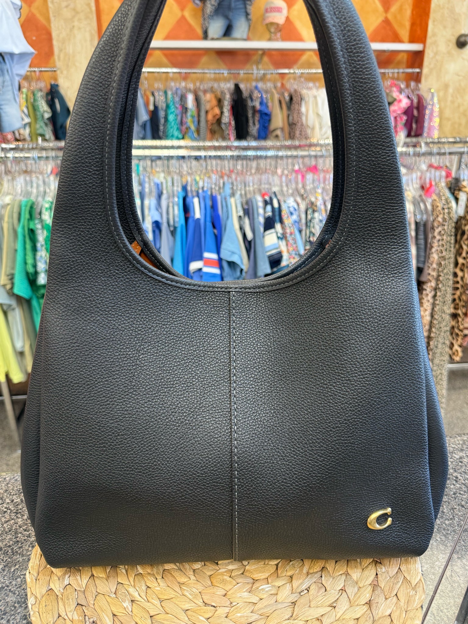 New  Without Tag COACH Black Brown Inside Shoulder Designer Purse