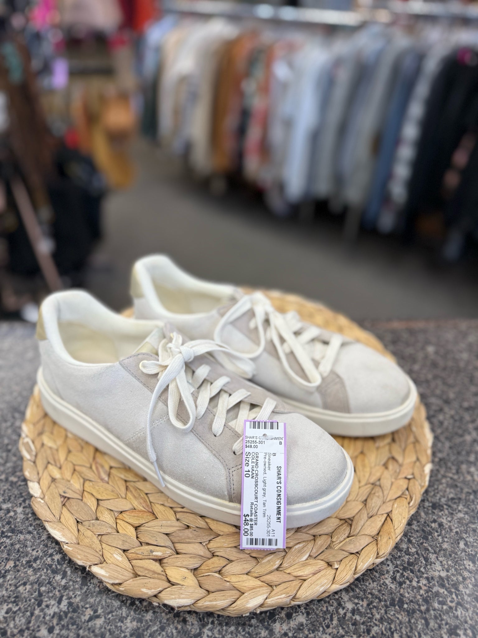 Pre-owned COLE HAAN Light gray Tan Trim Size 10 Designer Sneaker