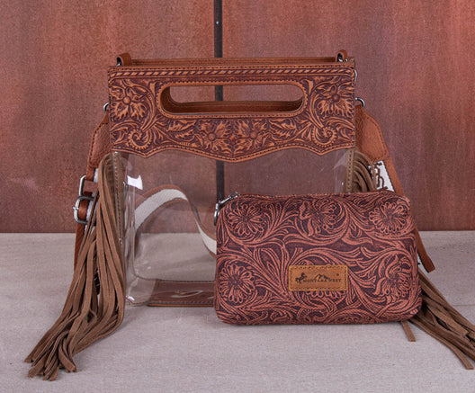 New MONTANA WEST Dark brown clear Purse