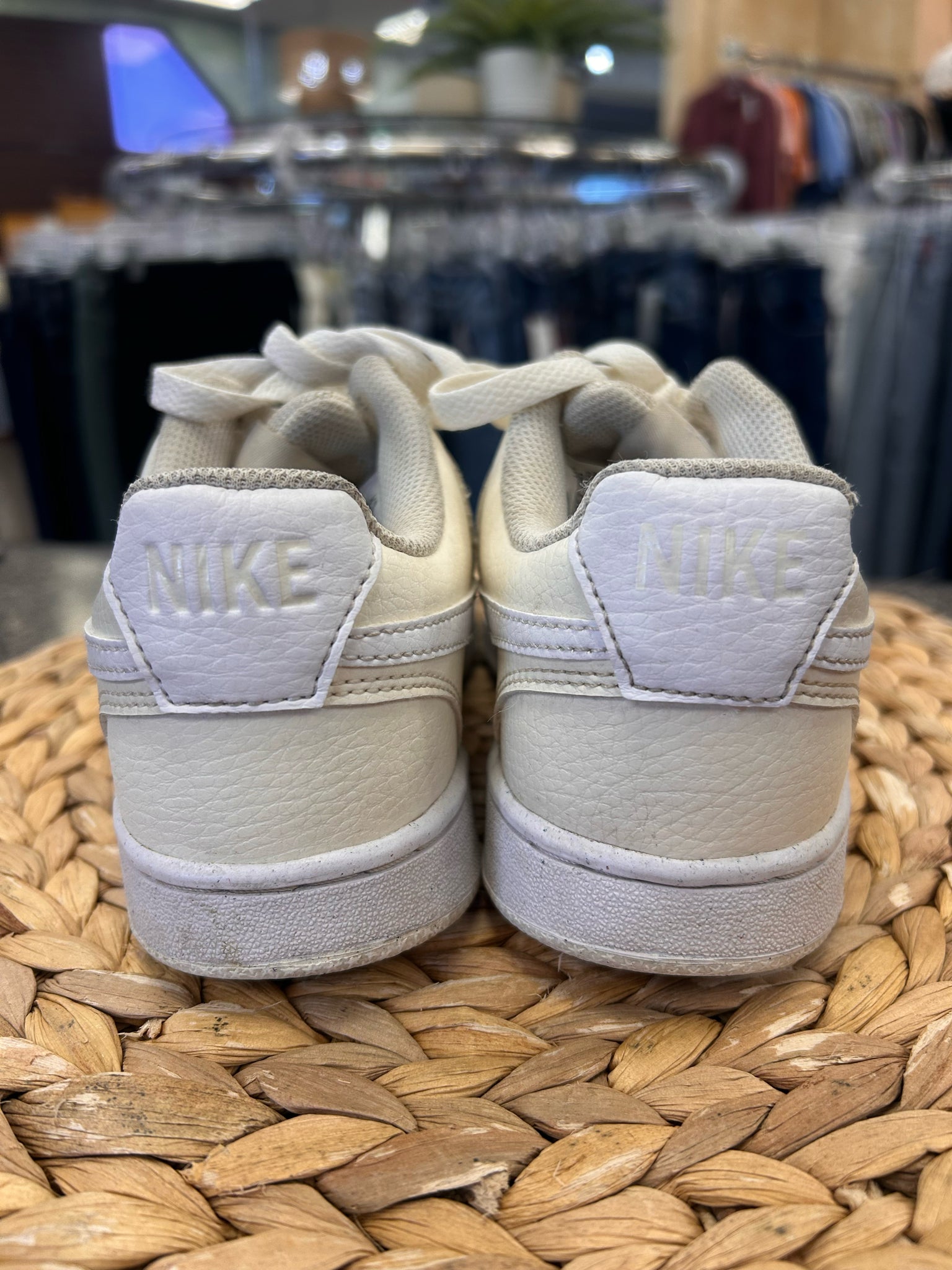 Pre-owned NIKE Cream White Trim Size 5.5 Designer Sneaker