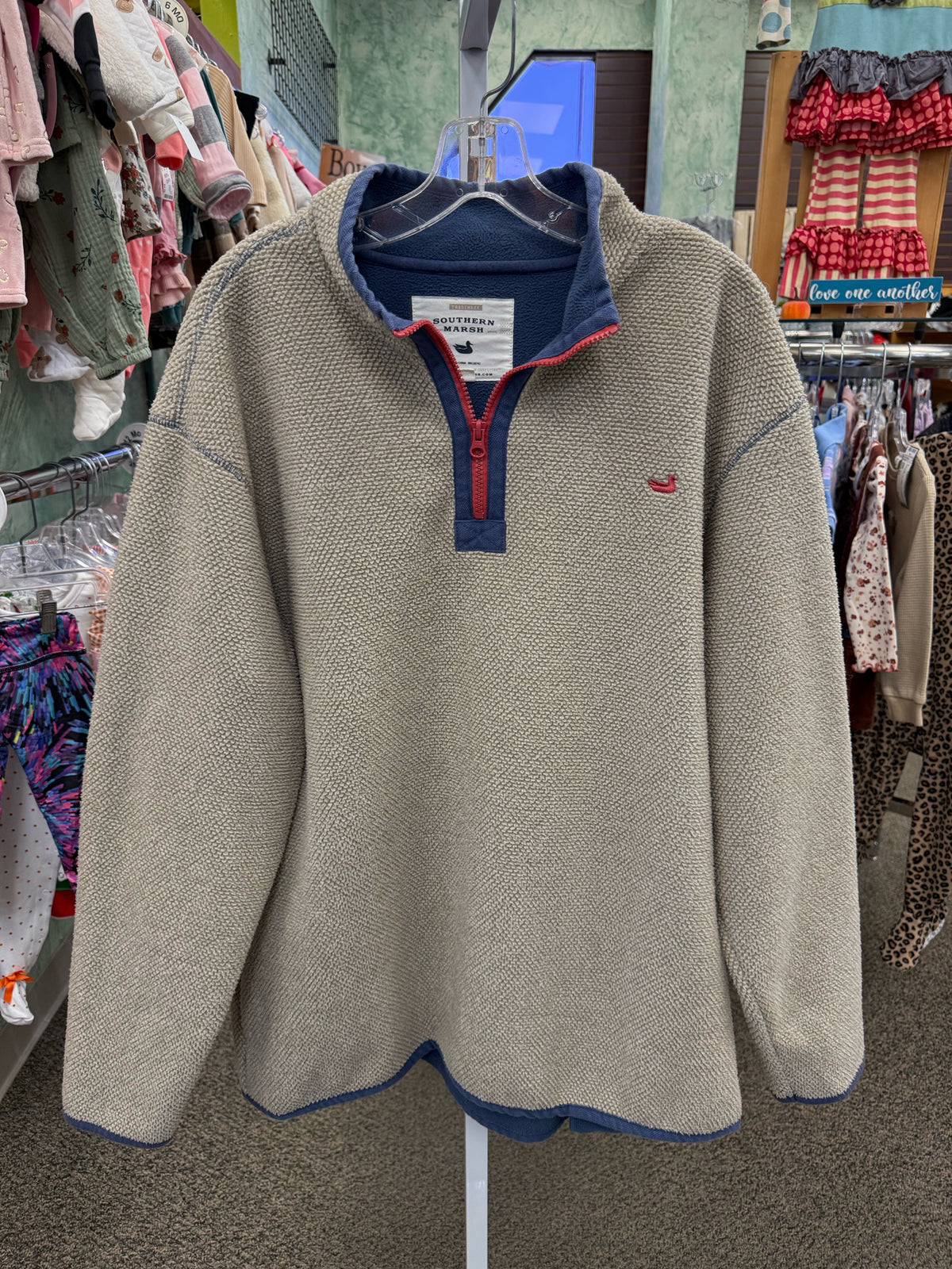 Pre-owned Southern Marsh Gray Blue Trim Men Size XL Long Sleeve Mens Pullover