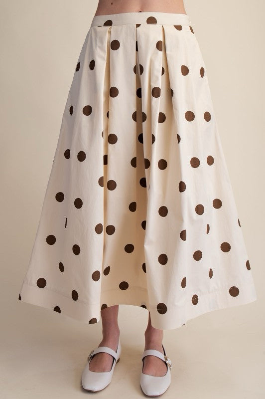 New GLAM Cream Brown Polka Size Small Skirt