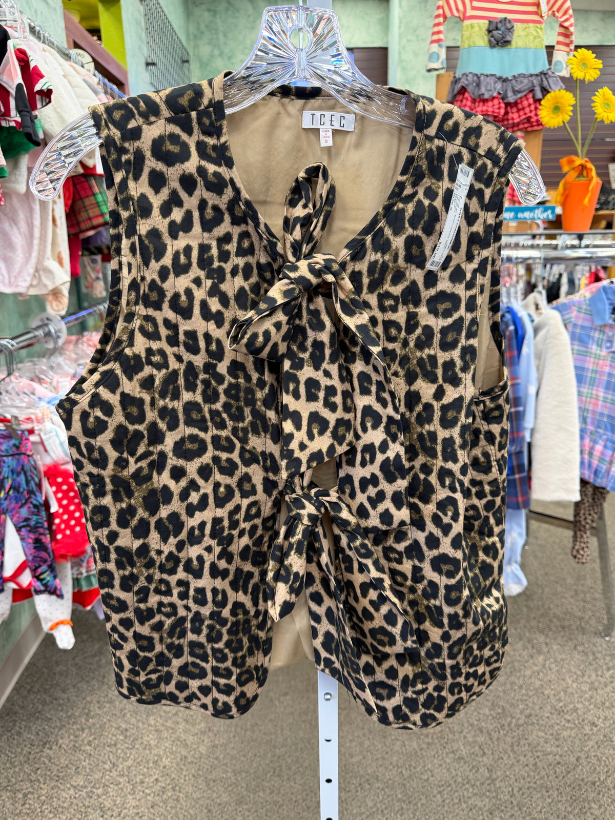 Pre-owned TCEC Brown Leopard Black Size: S Sleeveless Blouse