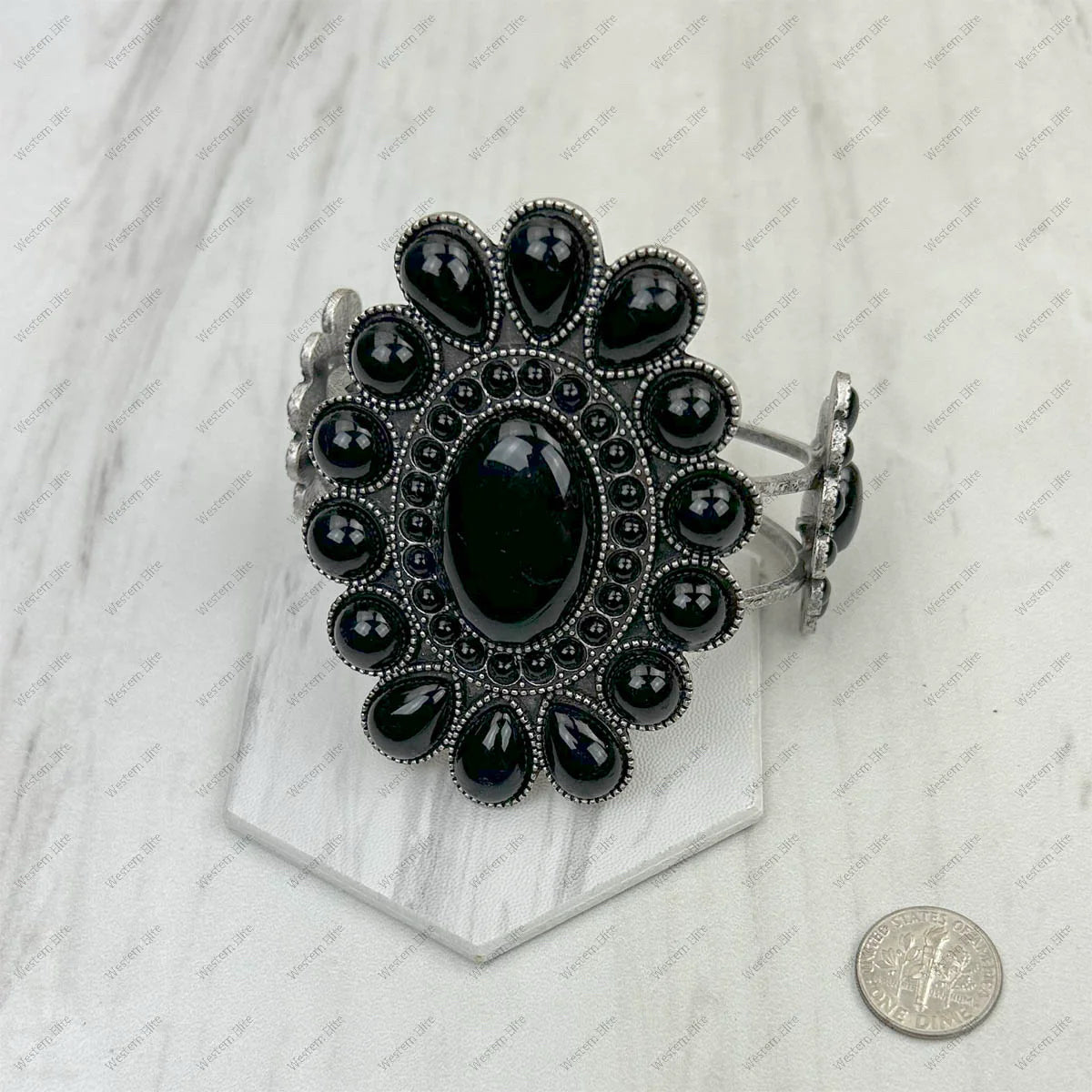 New WESTERN Black Silver Bracelet