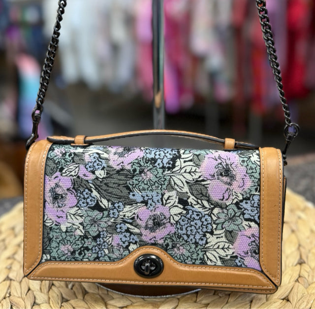 Pre-owned COACH Light brown Purple Floral Crossbody Designer Purse