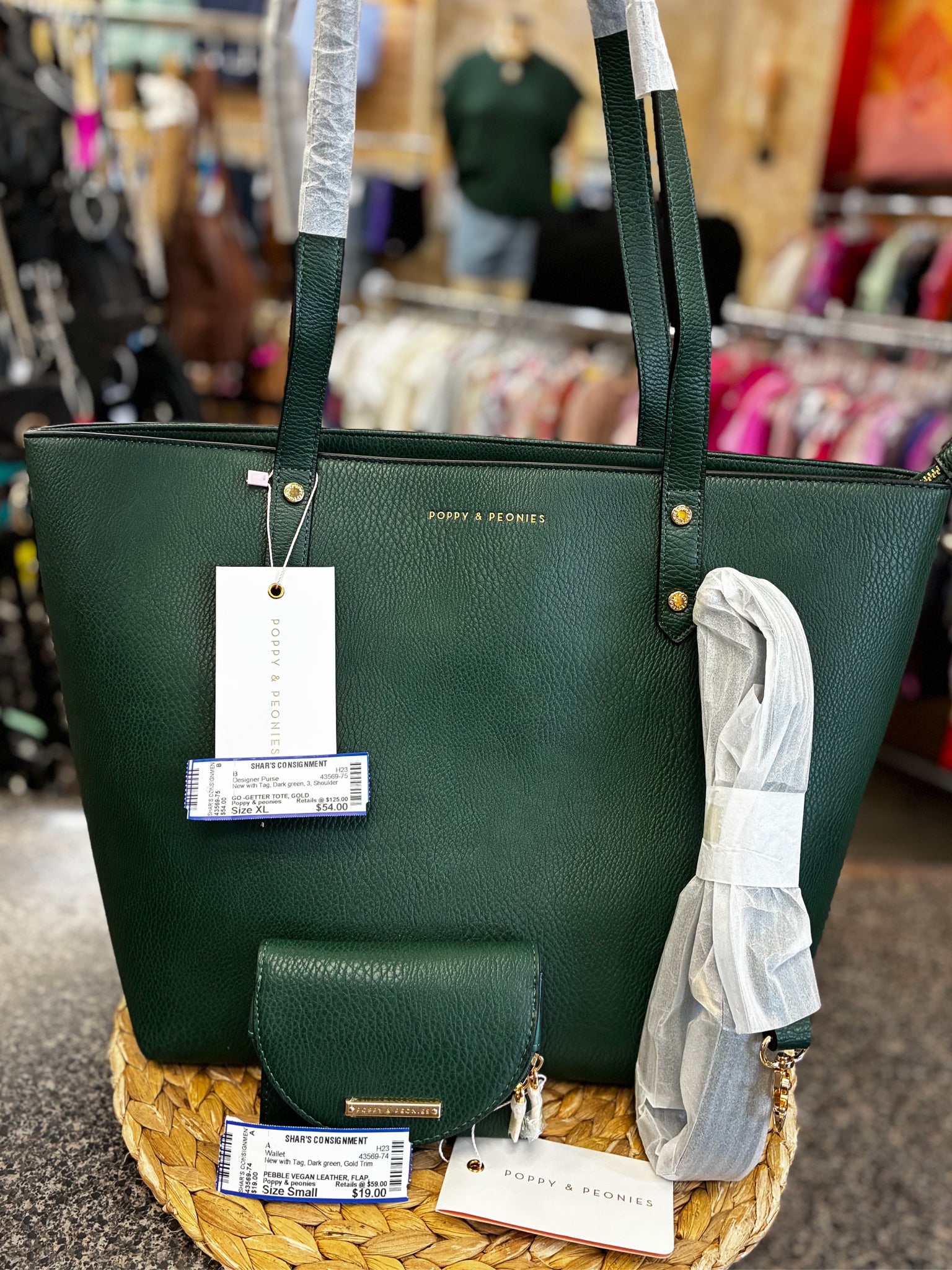 New with Tag Poppy & peonies Dark green Shoulder Designer Purse