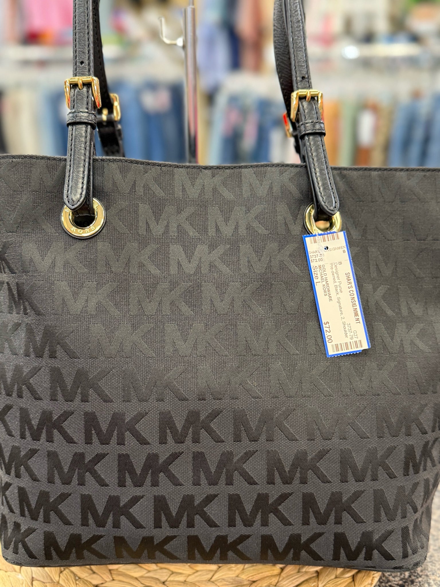 Pre-owned MICHAEL KORS Black Signature Shoulder Designer Purse
