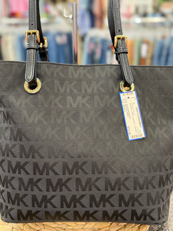 Pre-owned MICHAEL KORS Black Signature Shoulder Designer Purse