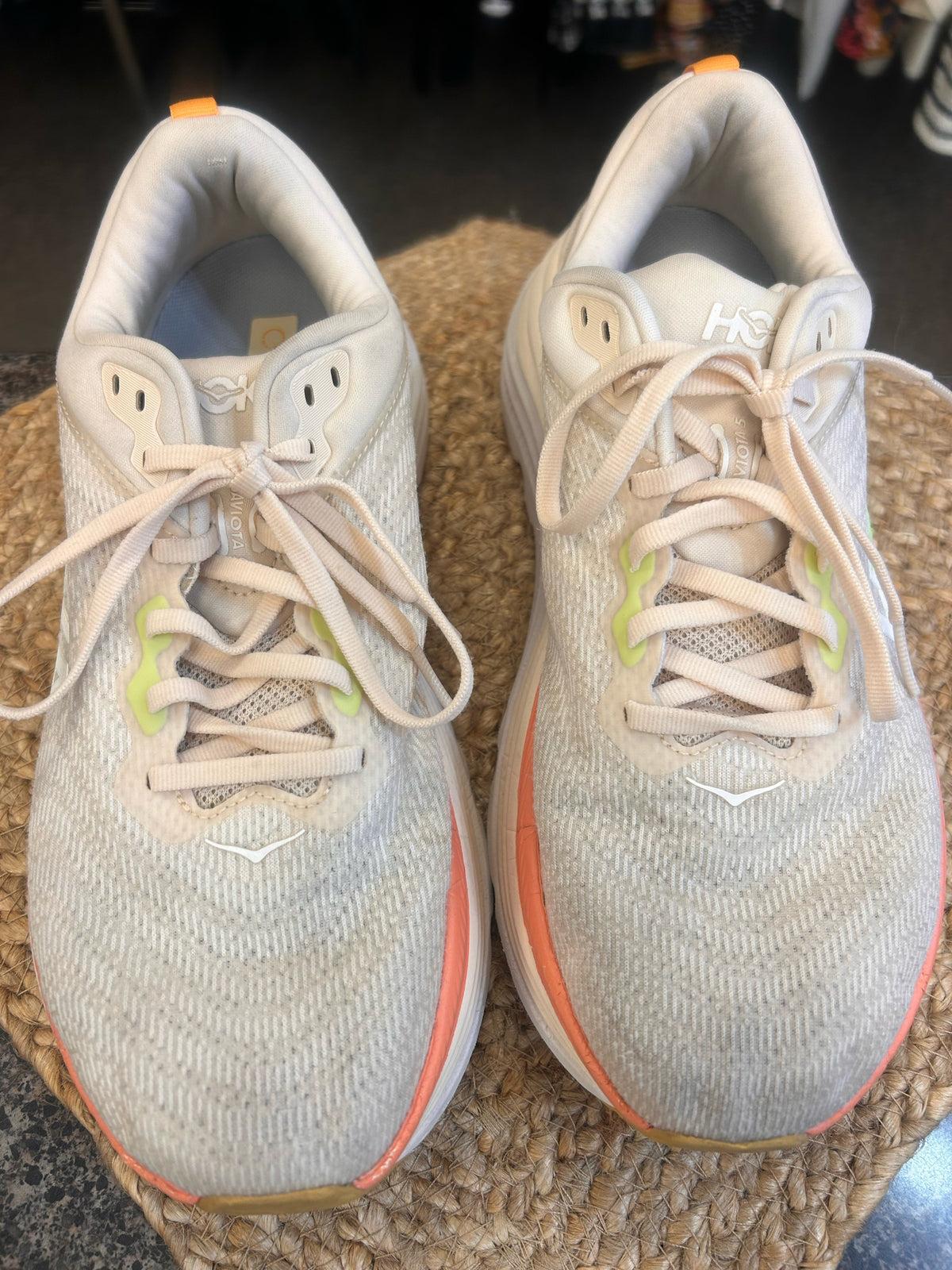 Pre-owned HOKA Cream Coral Trim Size 10 Designer Sneaker
