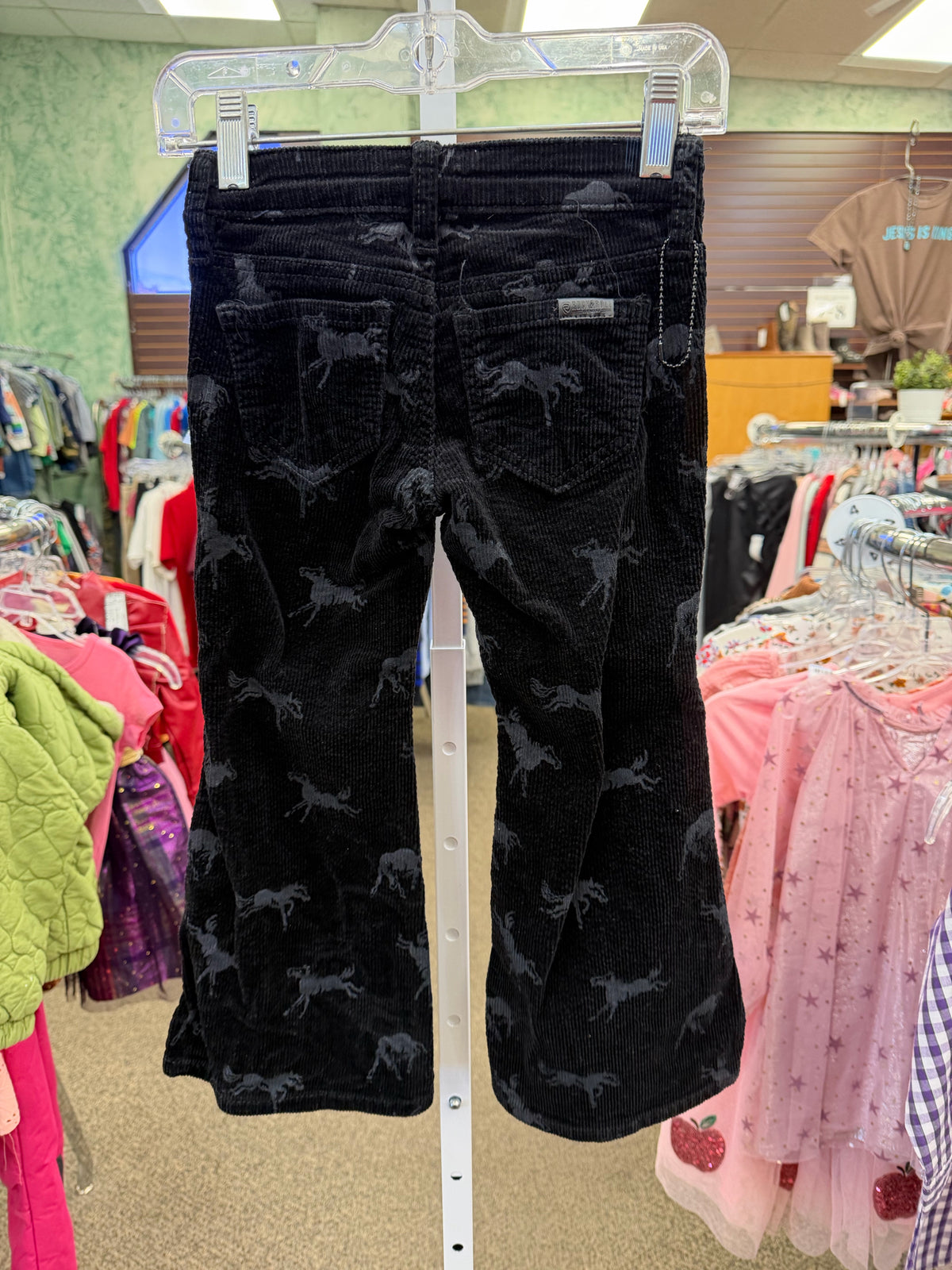 Pre-owned Rock&Roll Black Dark Gray Print Size 5 Girls Pant