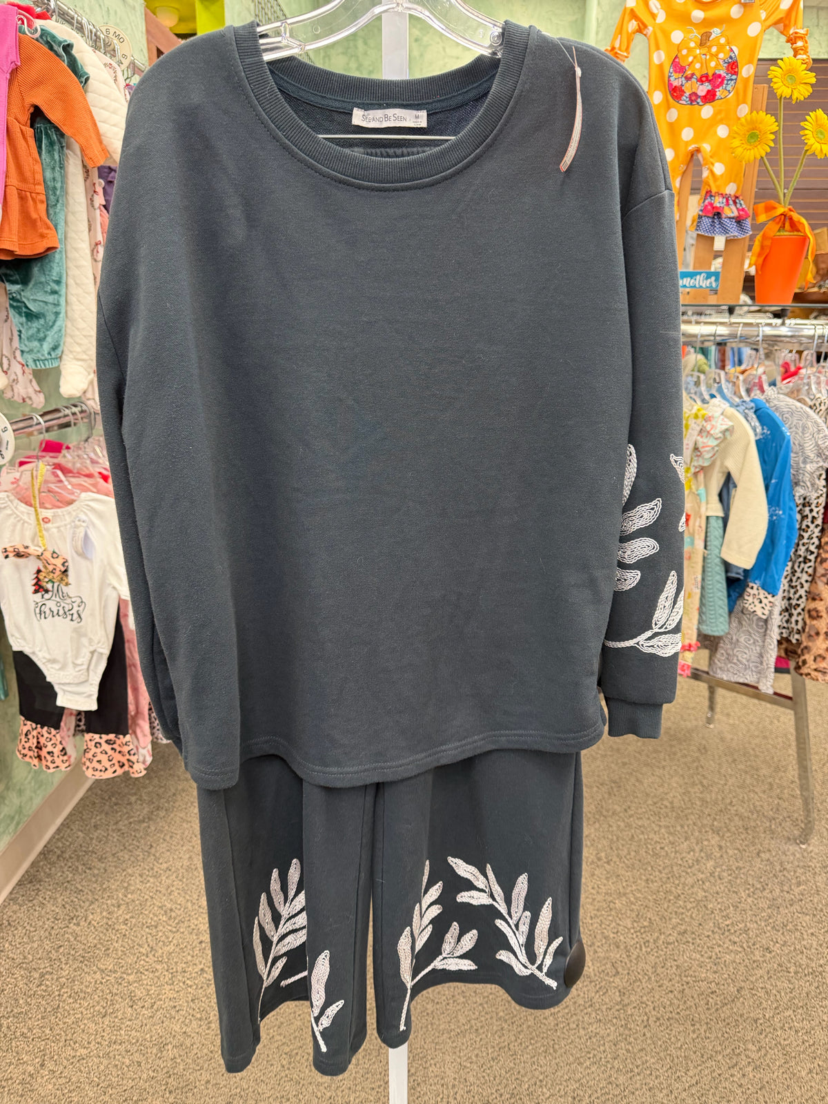 Pre-owned Spanx Navy Tan Dr Size 10 Long Sleeve PantSet