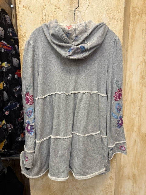 Pre-owned JOHNNY WAS Light gray Purple Floral Size: 1X Designer Light Wt Jacket