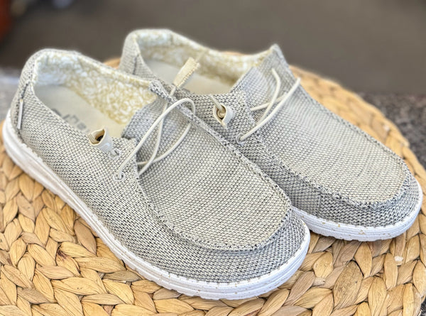 Pre-owned HEY DUDE Gray Olive Inside Size 9 Shoe