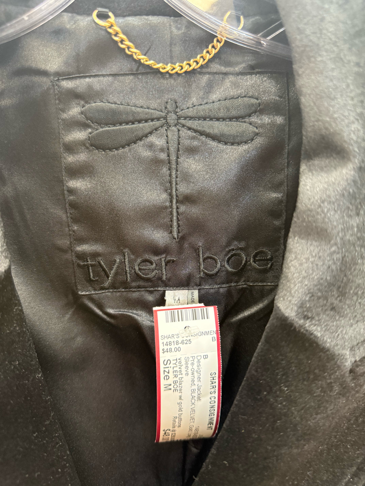 Pre-owned TYLER BOE BLACK VELVET Gold Size: M Long Sleeve Designer Jacket