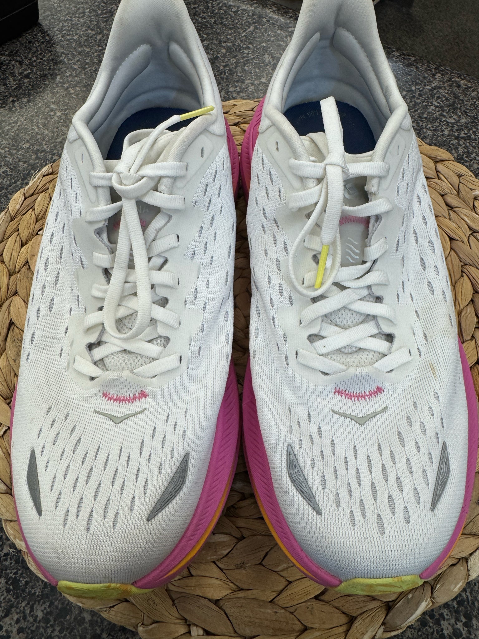 Pre-owned HOKA White Pink Trim Size 10 Designer Sneaker