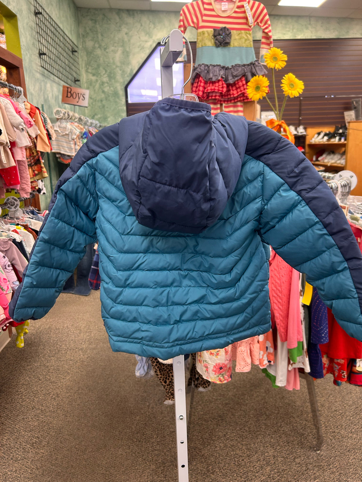 Pre-owned COLUMBIA Teal Navy C-SIZE 4T Long Sleeve Boys Jacket