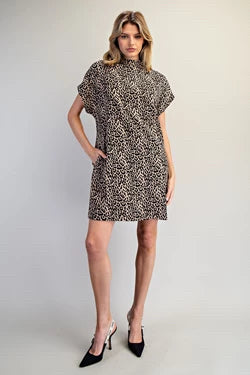 New EE:SOME Leopard Size Small Short Sleeve Dress