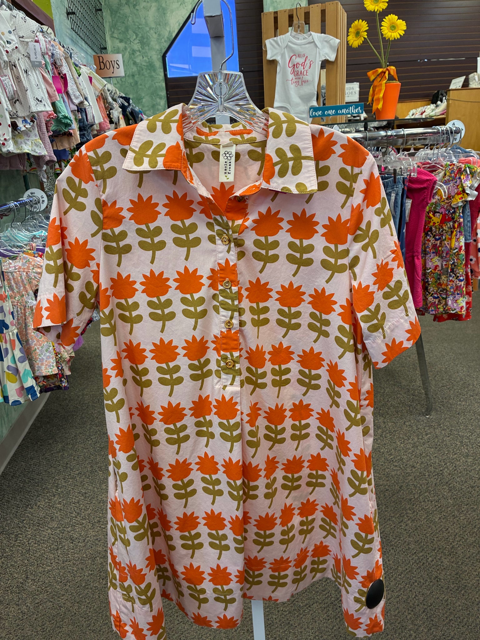 Pre-owned UNCLE FRANK Cream Multi Floral Size 8 Short Sleeve Designer Dress