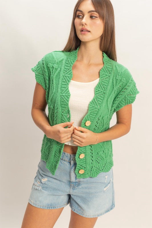 New HYFVE Green Size S Short Sleeve Sweater