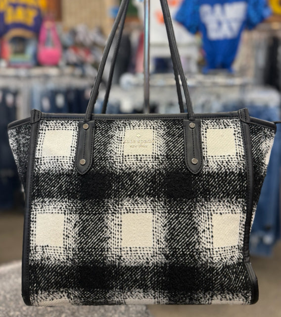 Pre-owned KATE SPADE Black plaid White Shoulder Designer Purse