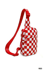 New Zenana Red check White S Sling Purse