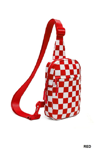 New Zenana Red check White S Sling Purse