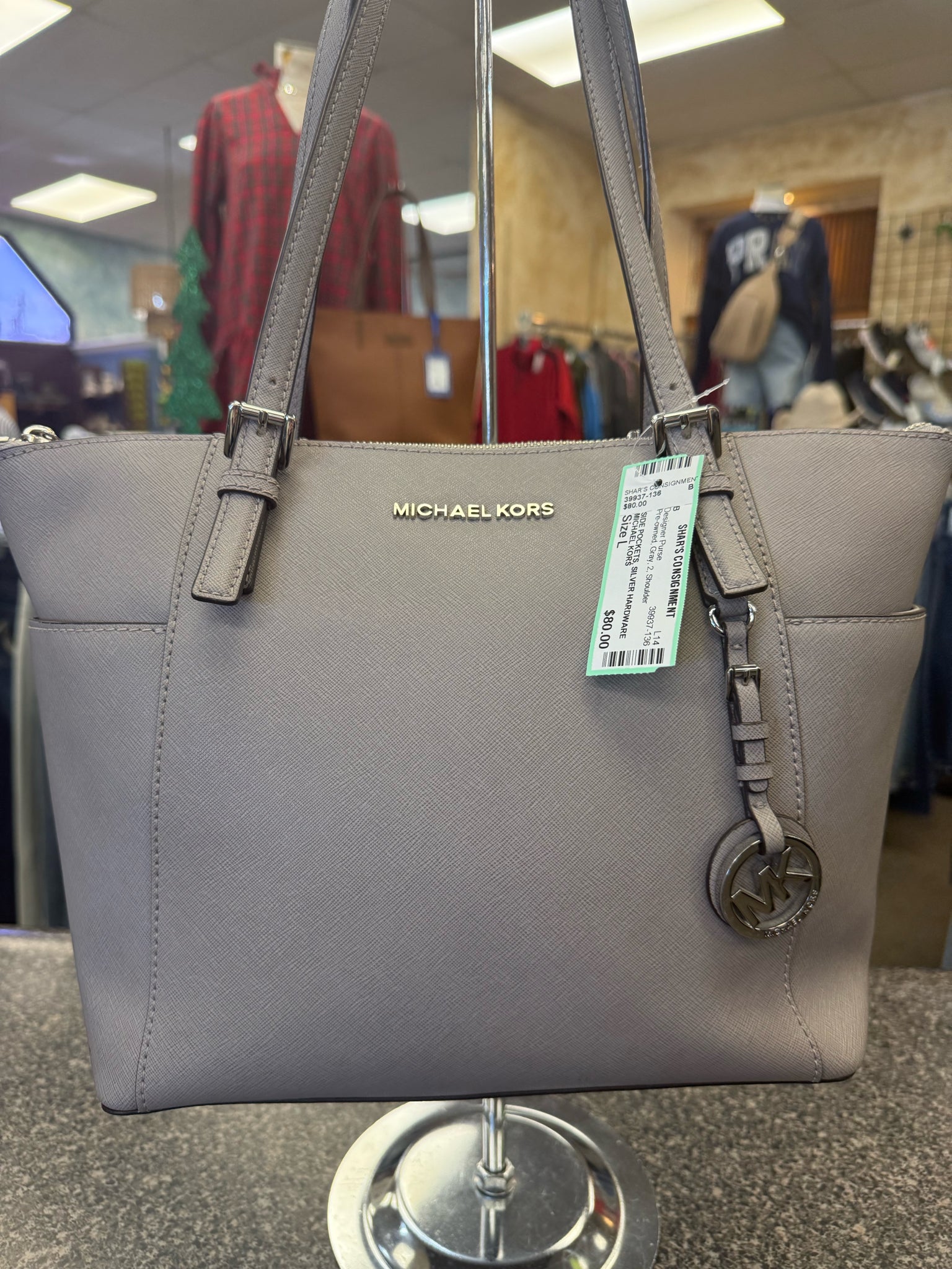 Pre-owned MICHAEL KORS Gray Shoulder Designer Purse