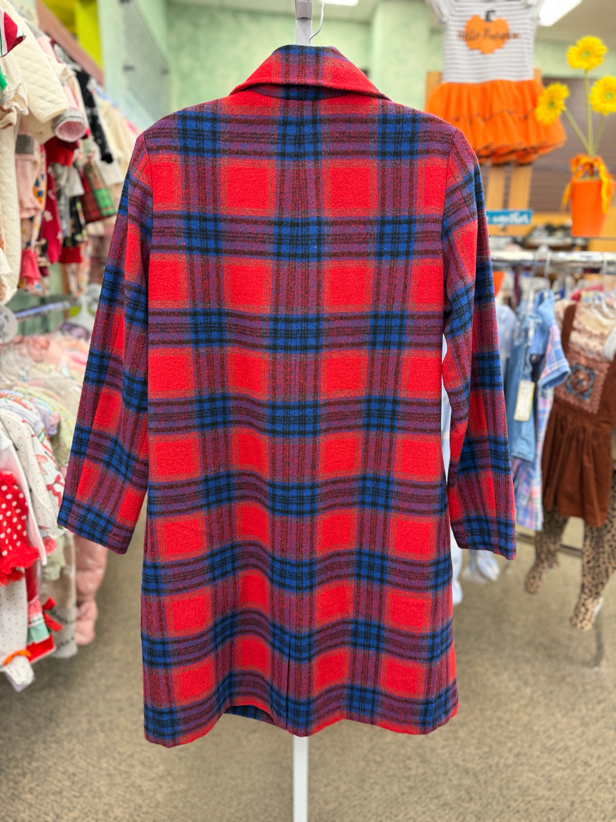 Pre-owned BP Red Blue Plaid Size XS Long Sleeve Coat