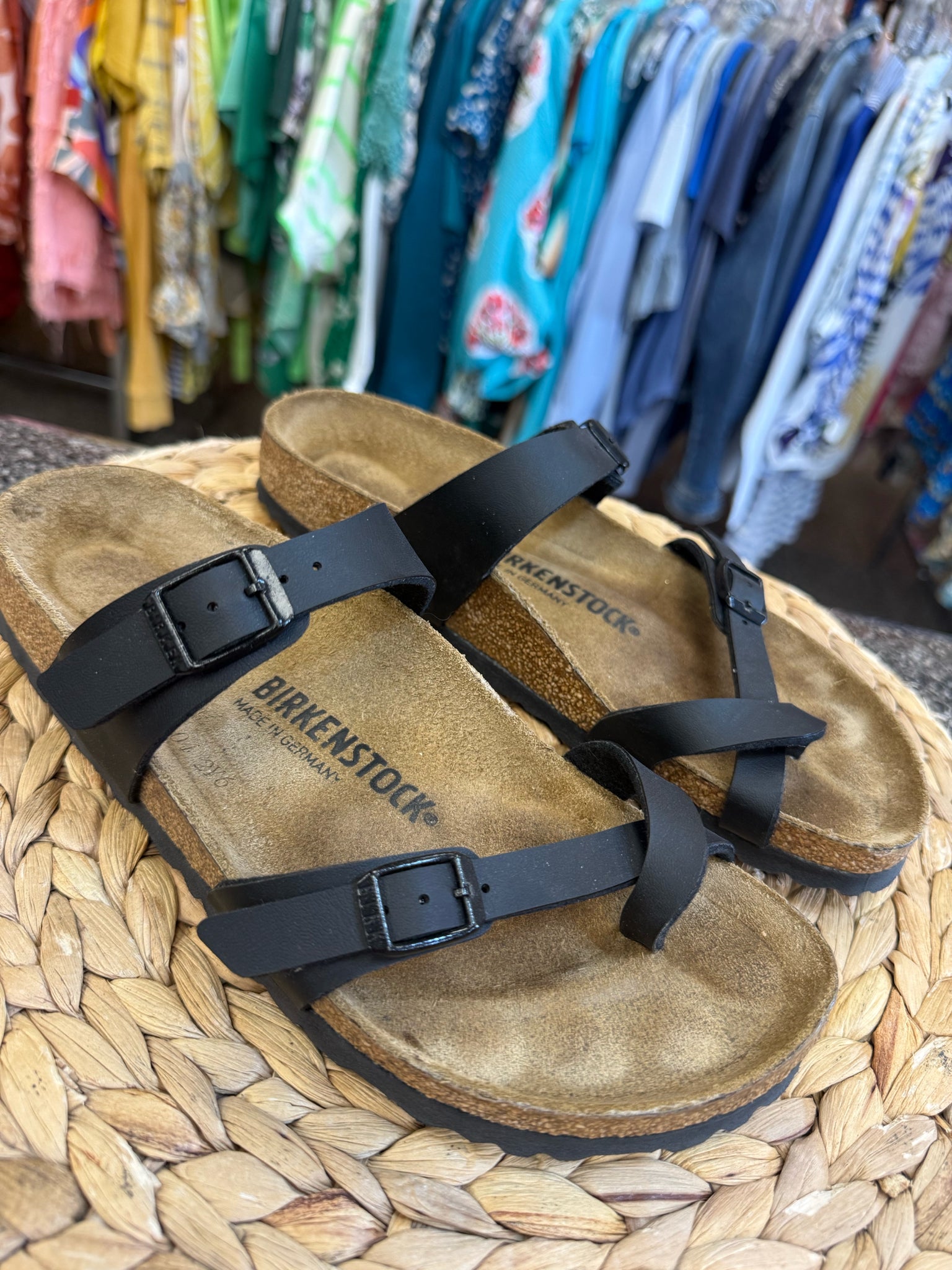 Pre-owned BIRKENSTOCK Black Brown Size 8 Designer Sandal