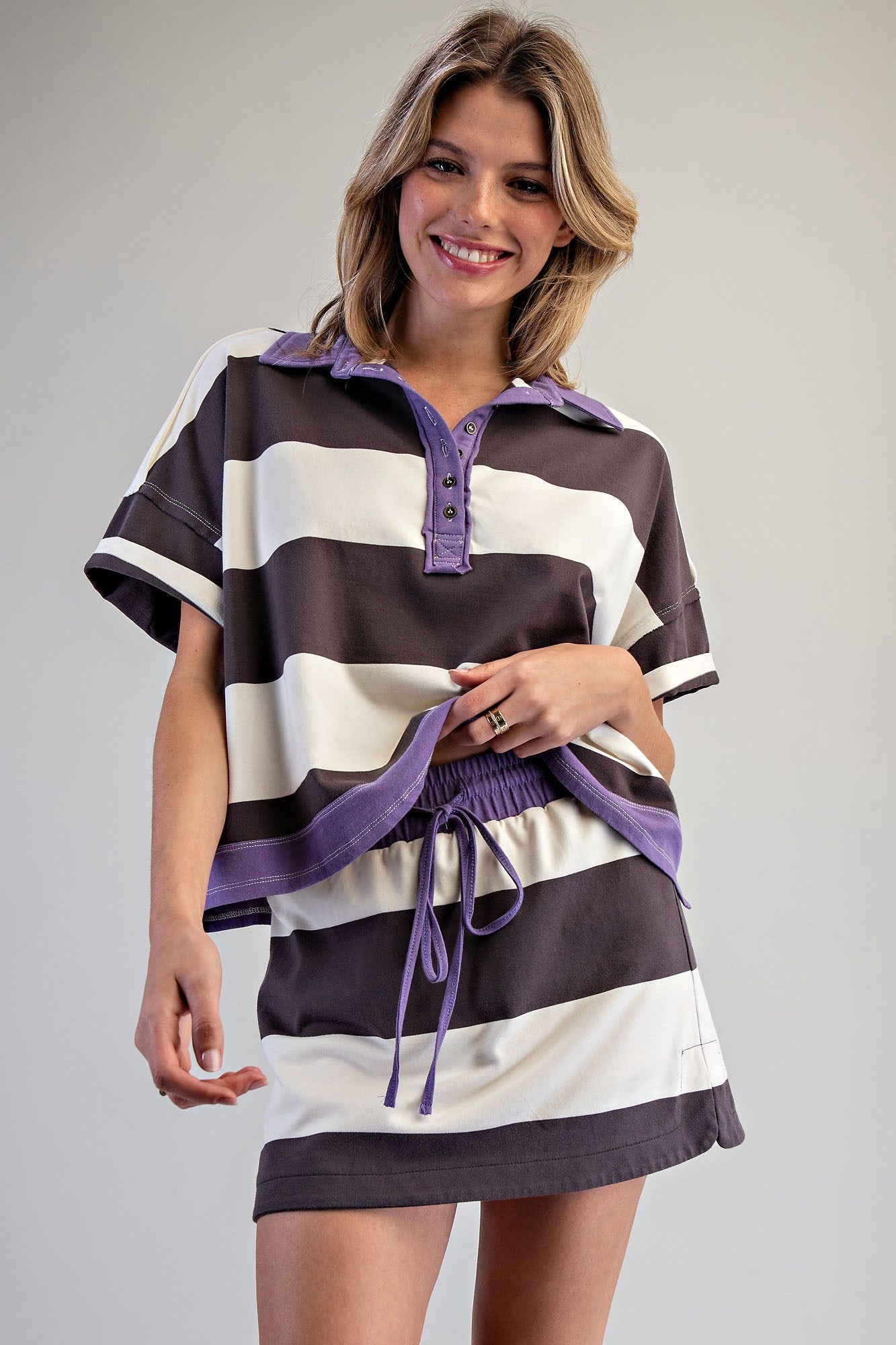 New EE:SOME Purple Cream Size: S Short Sleeve Blouse