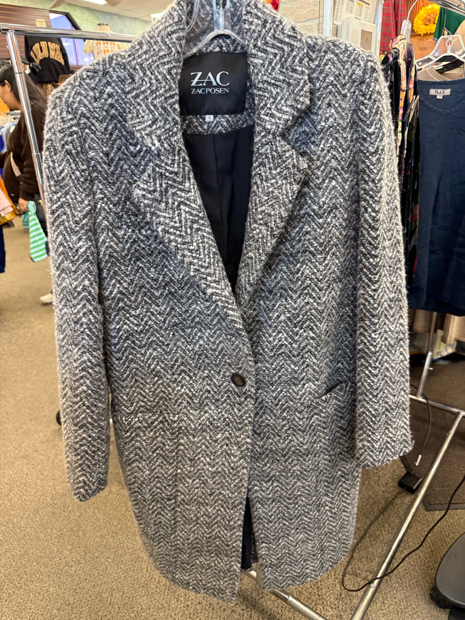 Pre-owned ZACPOSEN Gray Black Size: S Designer Coat