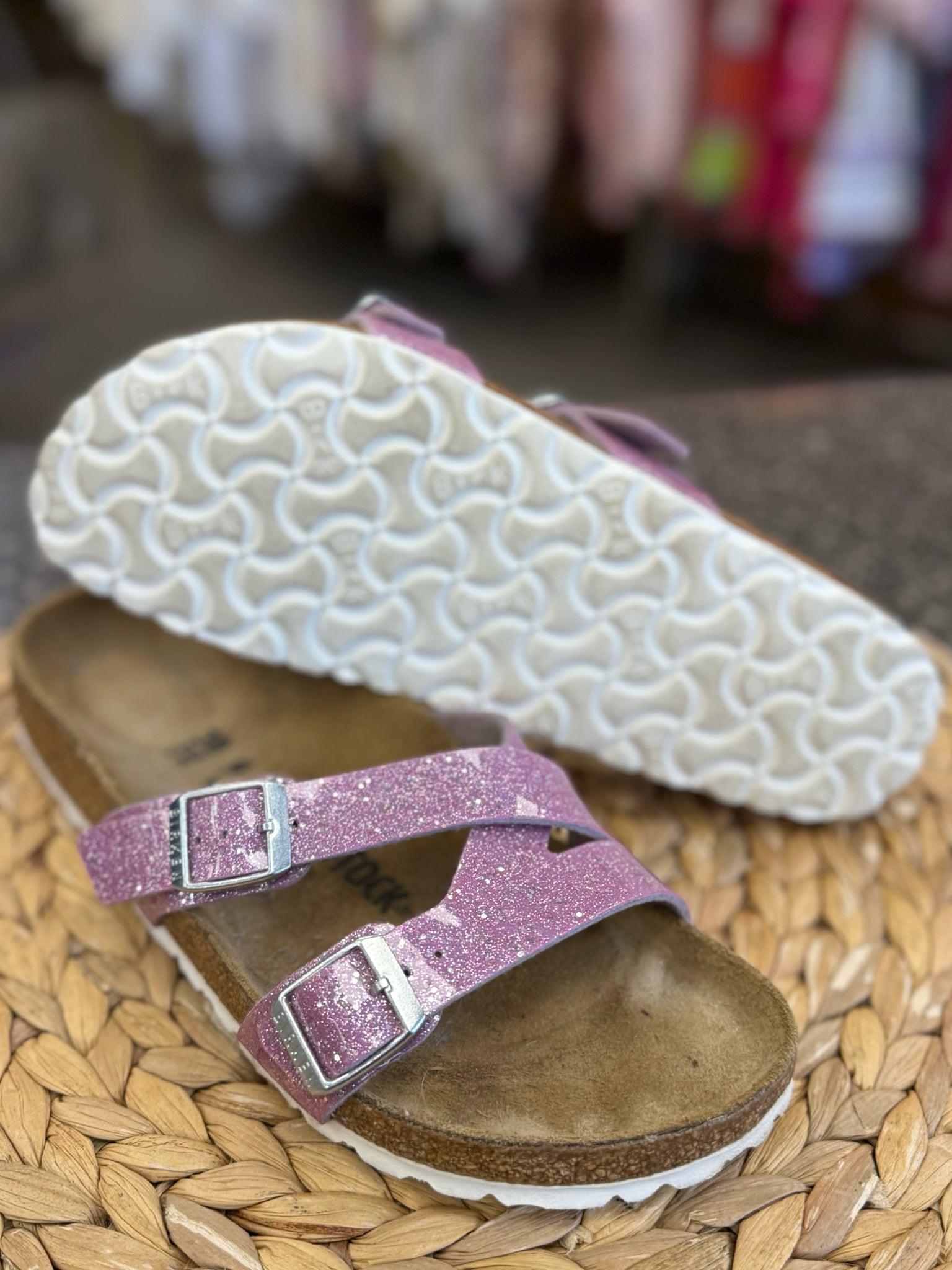 Pre-owned BIRKENSTOCK Purple Sparkle Size 7 Designer Sandal