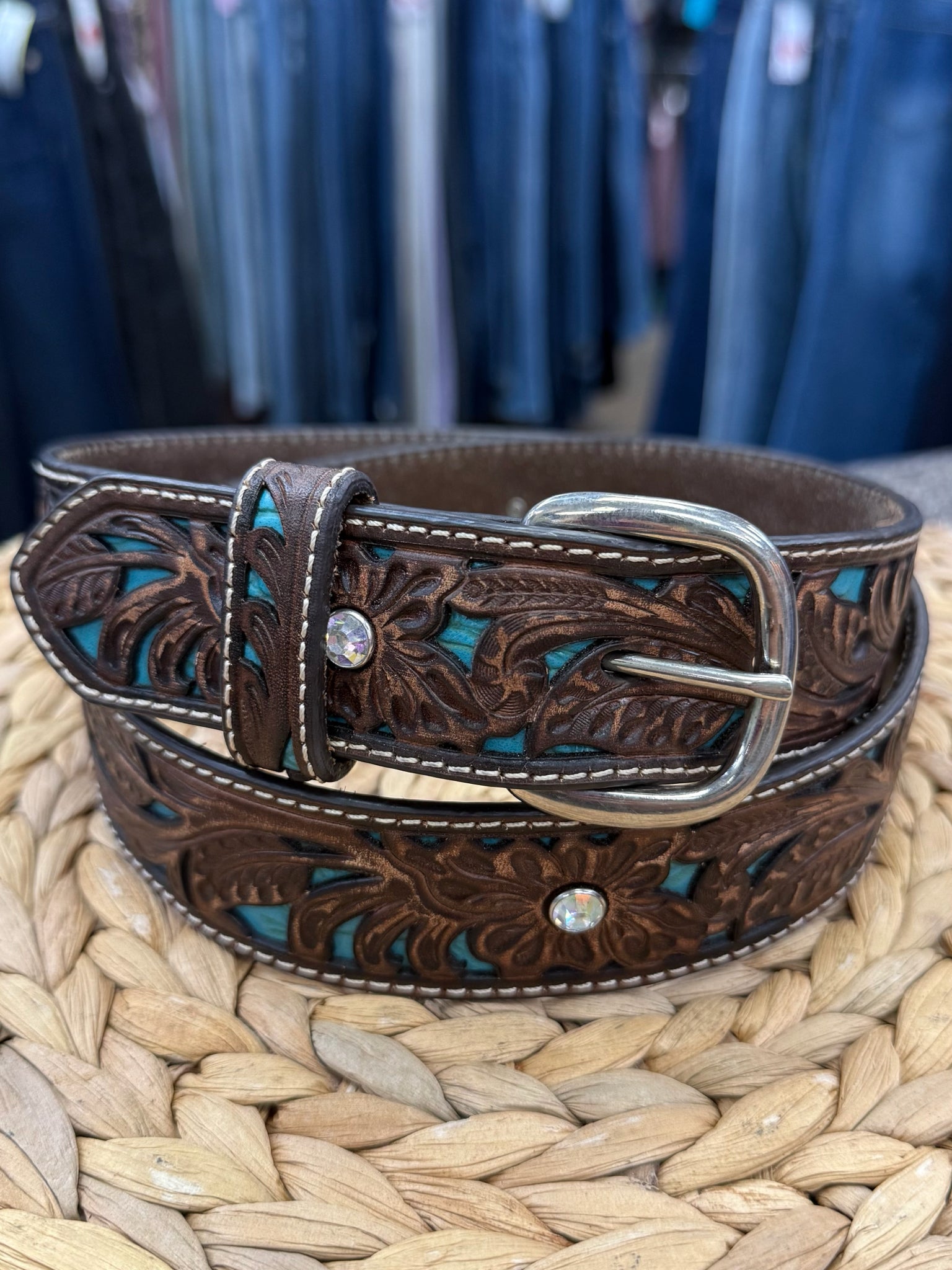 Pre-owned ARIAT Brown Teal Size: L Designer Belt
