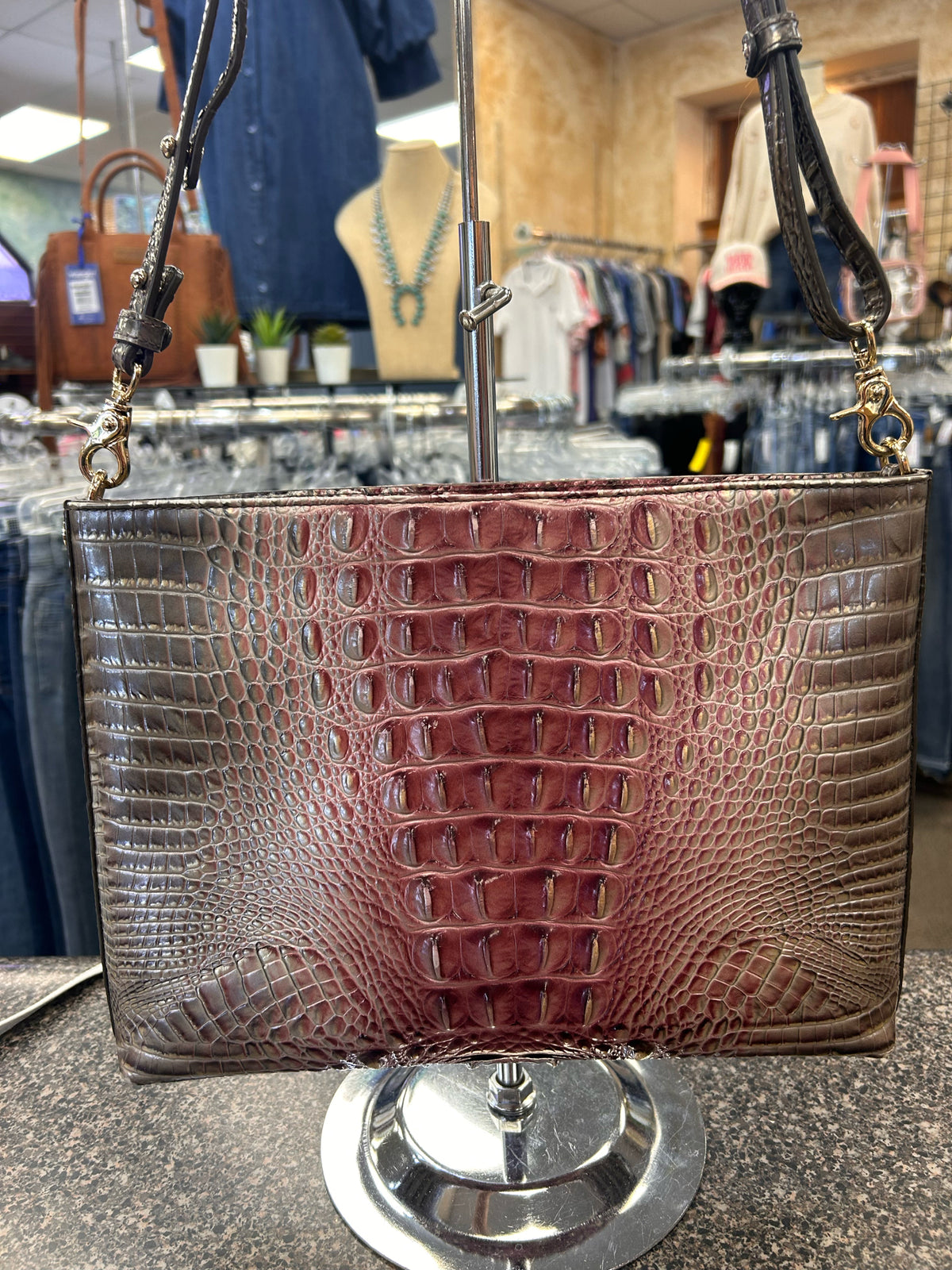 Pre-owned BRAHMIN Dusty Rose Brown Shoulder Designer Purse