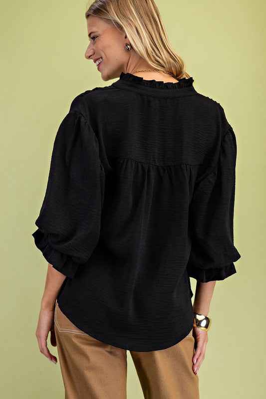 New Gigio Black Size: S Quarter Sleeve Blouse