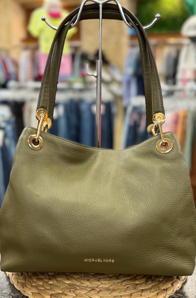 Pre-owned MICHAEL KORS Olive Shoulder Designer Purse