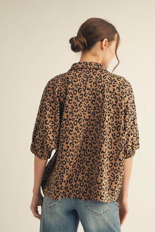 New JODIFL Leopard Size S Short Sleeve Blouse