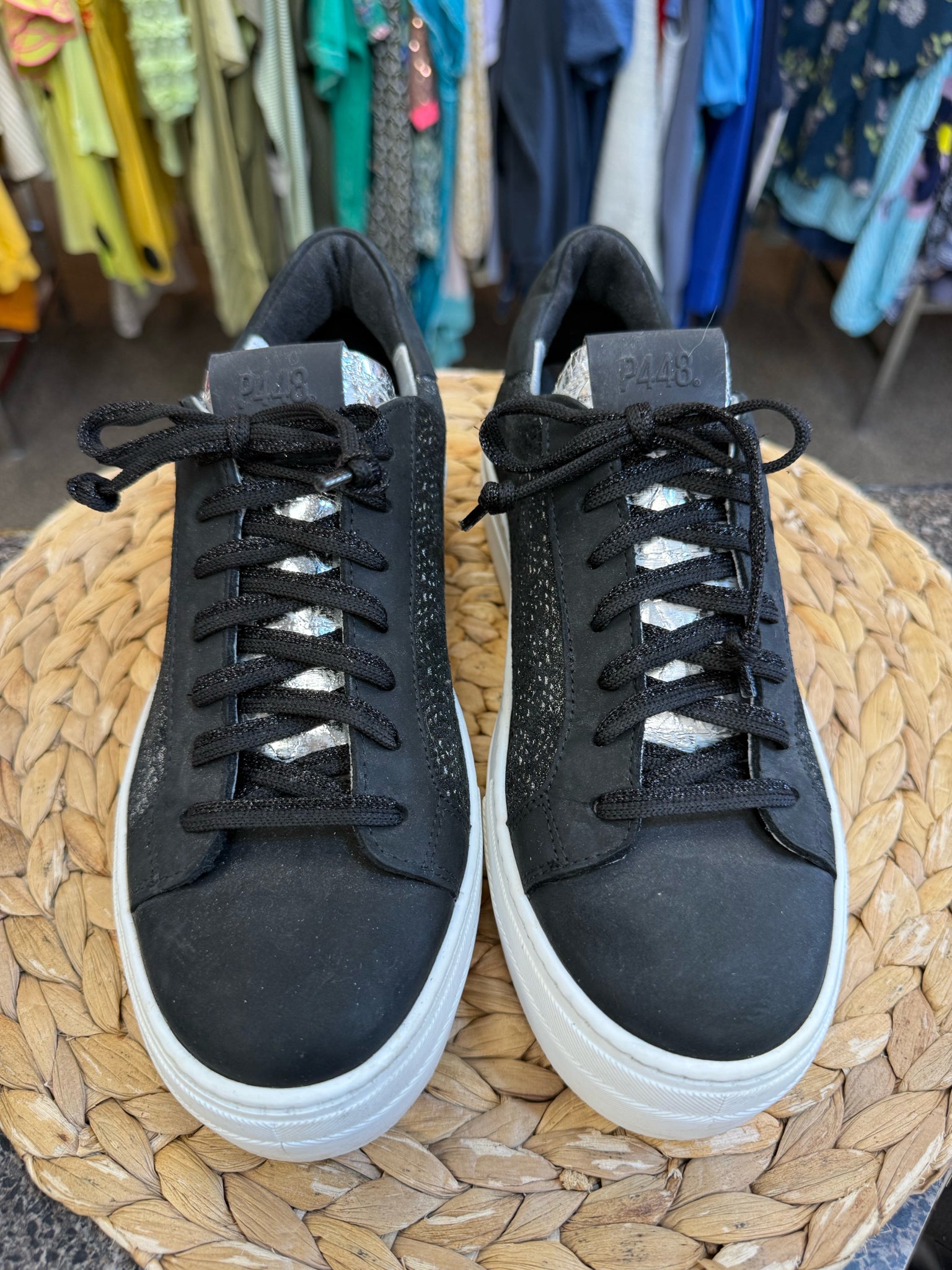 Pre-owned P448 Black Dark Gray Blend Size 8 Sneaker