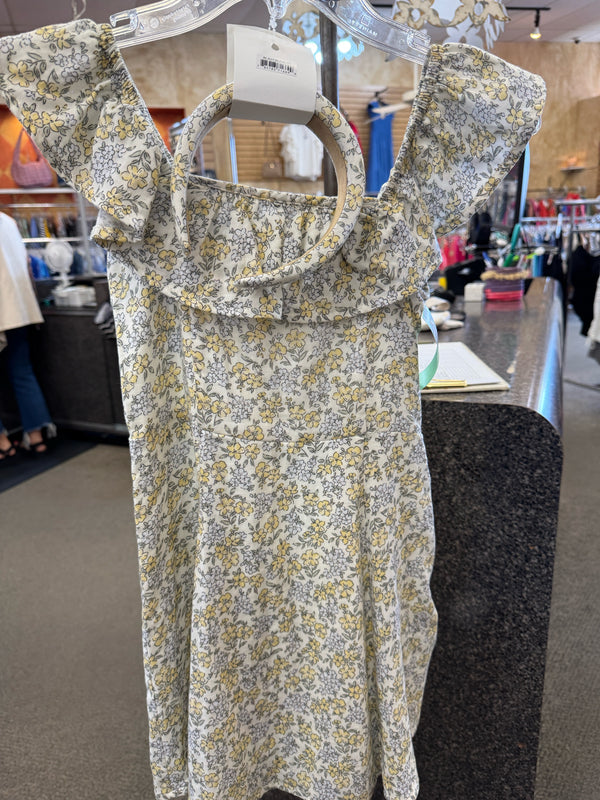 Pre-owned RYLEE & CRU Yellow floral Cream GIRLS SZ: 10 Sleeveless Girls Dress