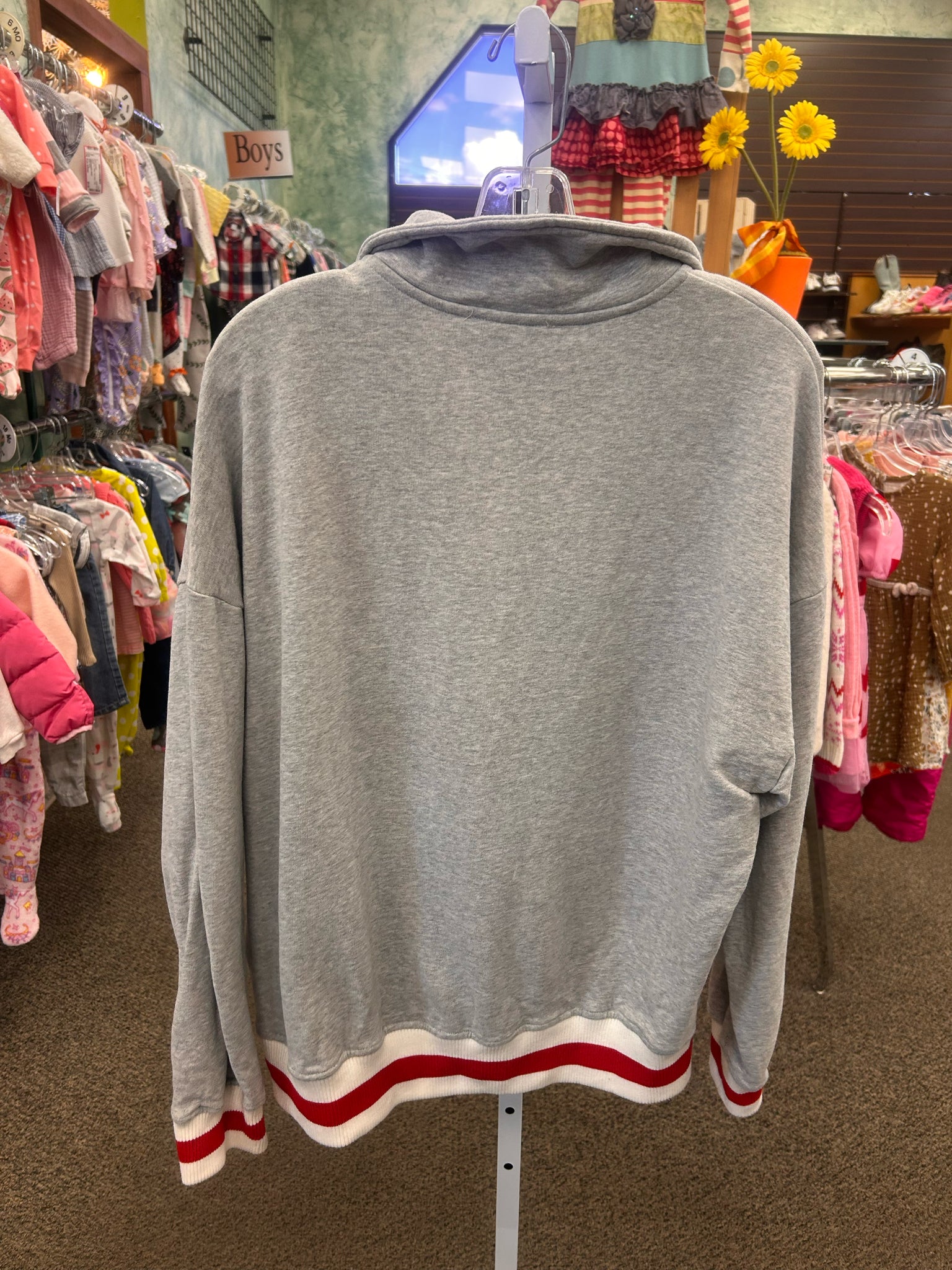 Pre-owned Bucket List Gray Red Trim Size S Long Sleeve Sweatshirt