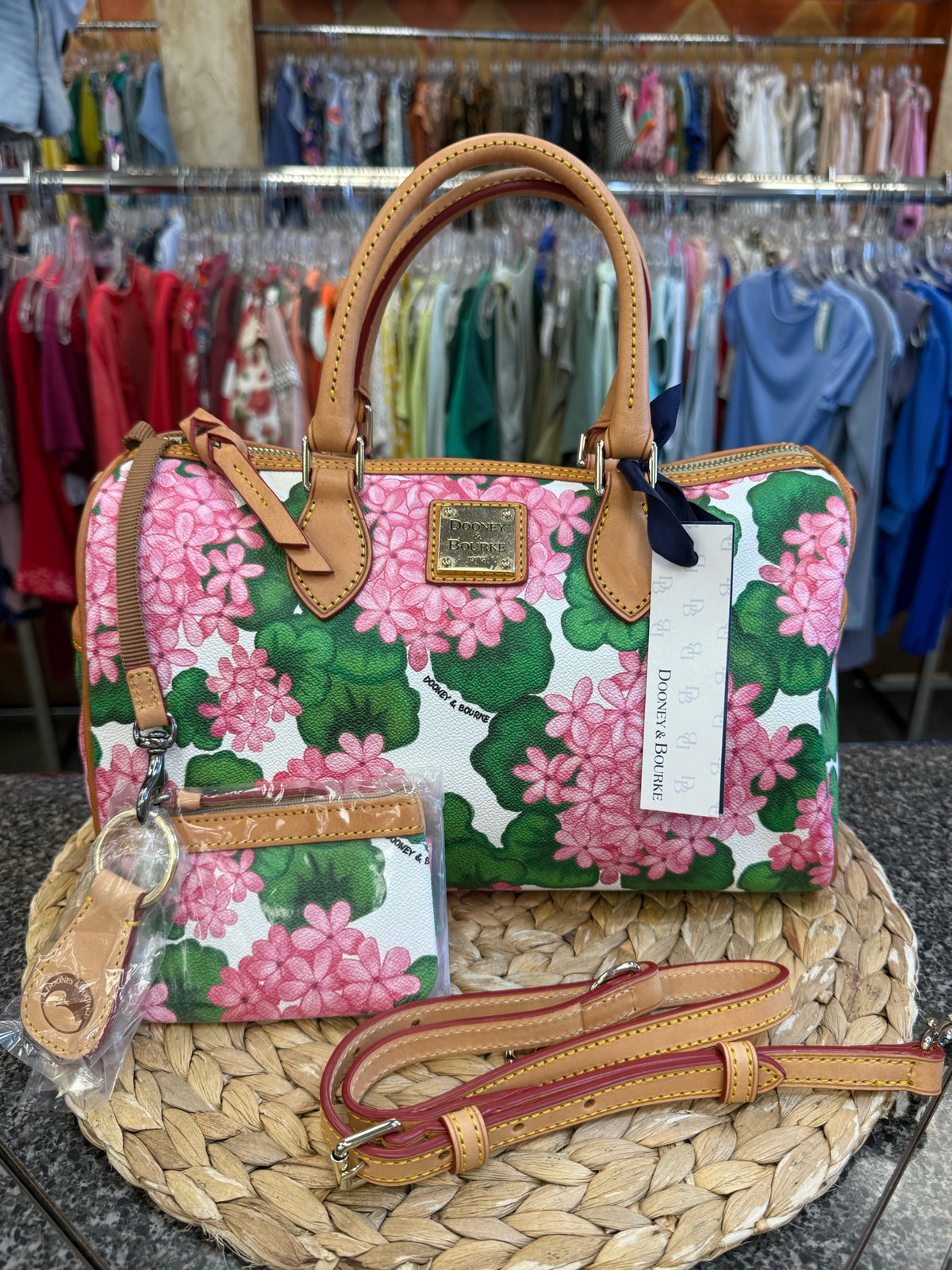 New with Tag DOONEY&BOURKE Pink floral Multi Floral Crossbody Designer Purse
