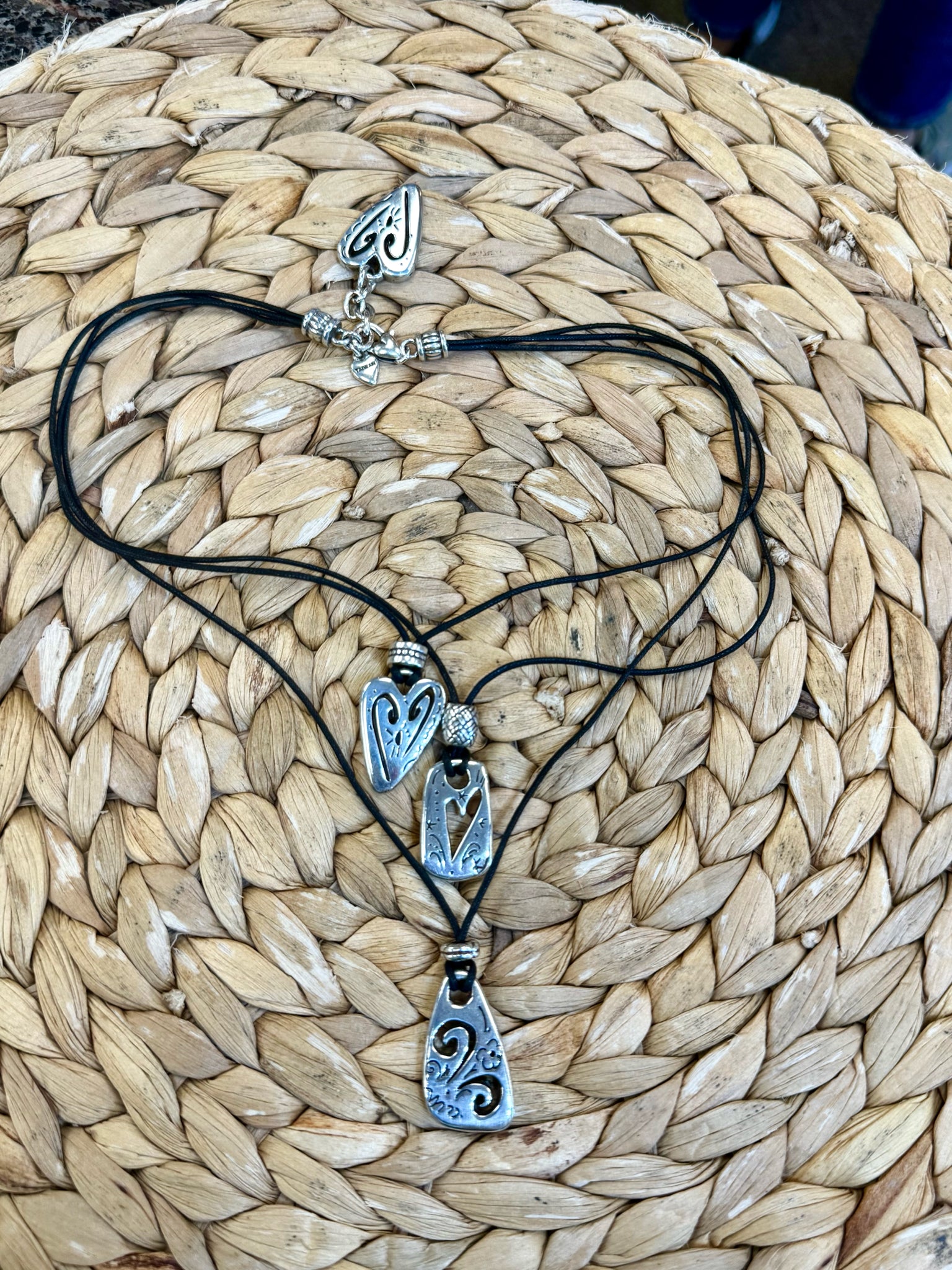 Pre-owned BRIGHTON Silver Black Designer Necklace