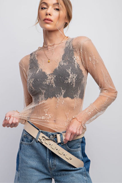 New EASEL Nude Size S Long Sleeve Blouse