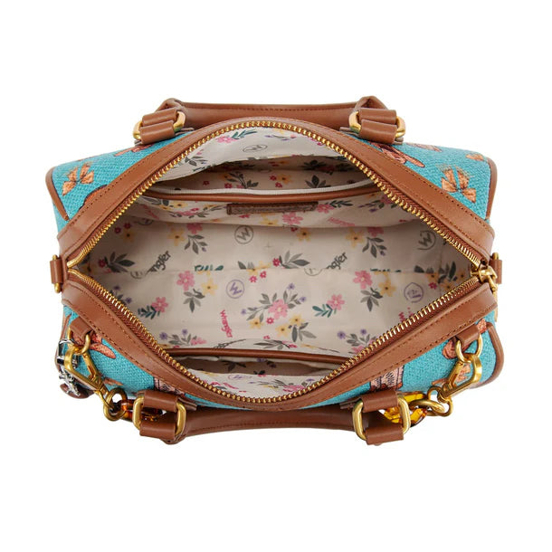 New WRANGLER Turquoise Brown Print M Crossbody Purse