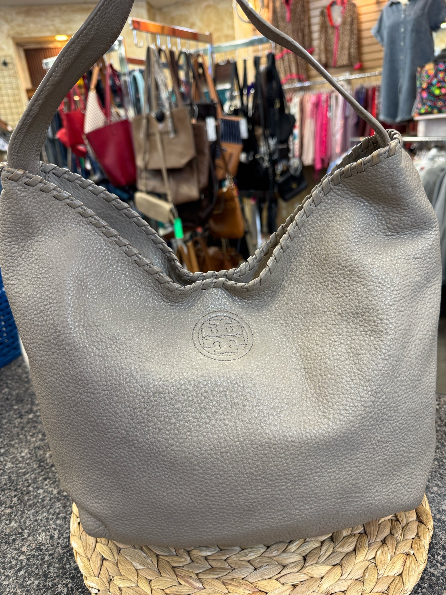 Pre-owned TORY BURCH Light gray Tote Designer Purse