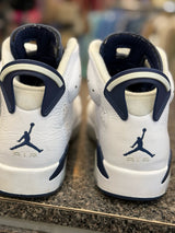 Pre-owned AIR JORDAN White Navy Trim SHOE SIZE 7 Mens Designer Sneaker