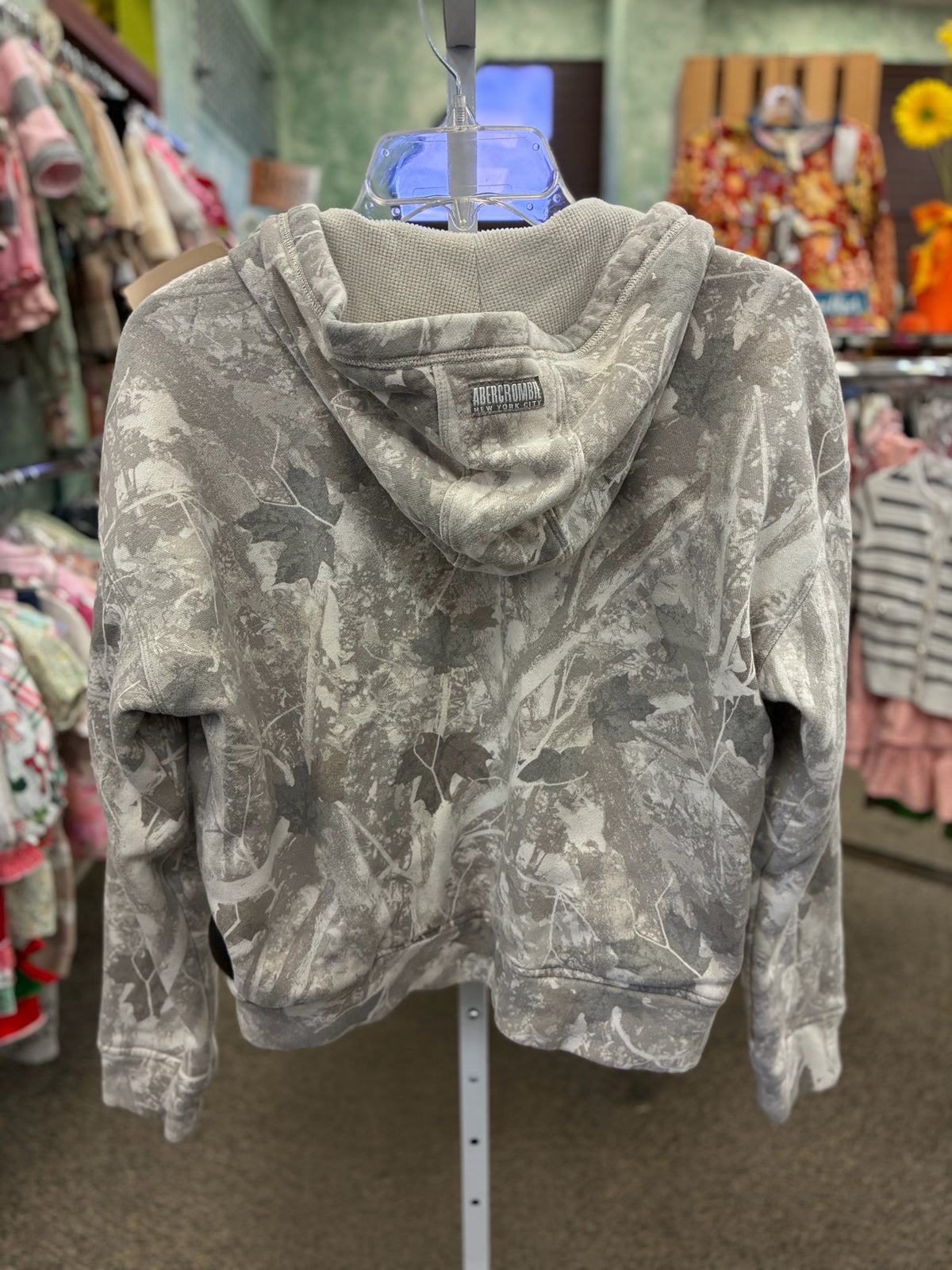 Pre-owned ABERCROMBIE Light Gray Print White C-SIZE 14 Boys Light Wt Jacket
