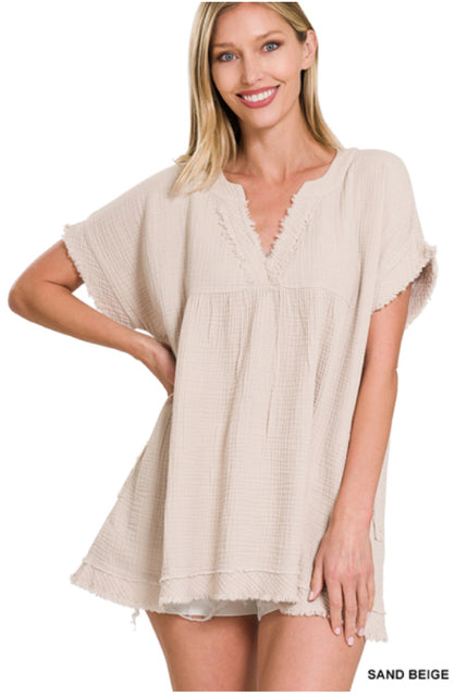 New Zenana Beige Size M Blouse