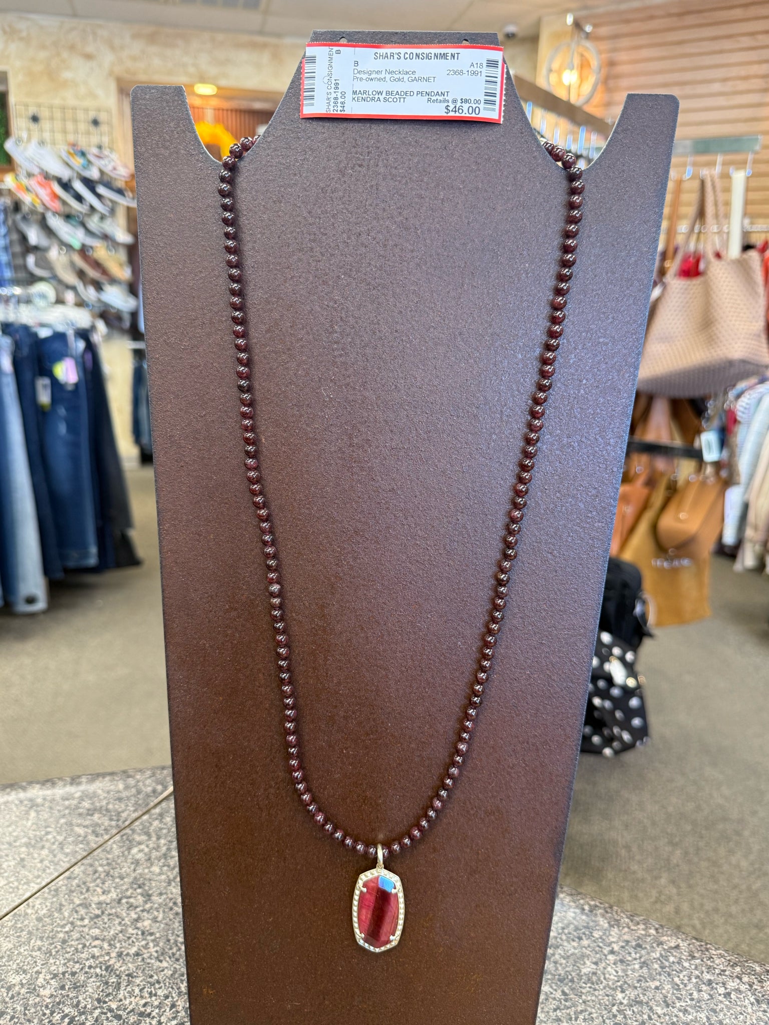 Pre-owned KENDRA SCOTT Gold GARNET Designer Necklace